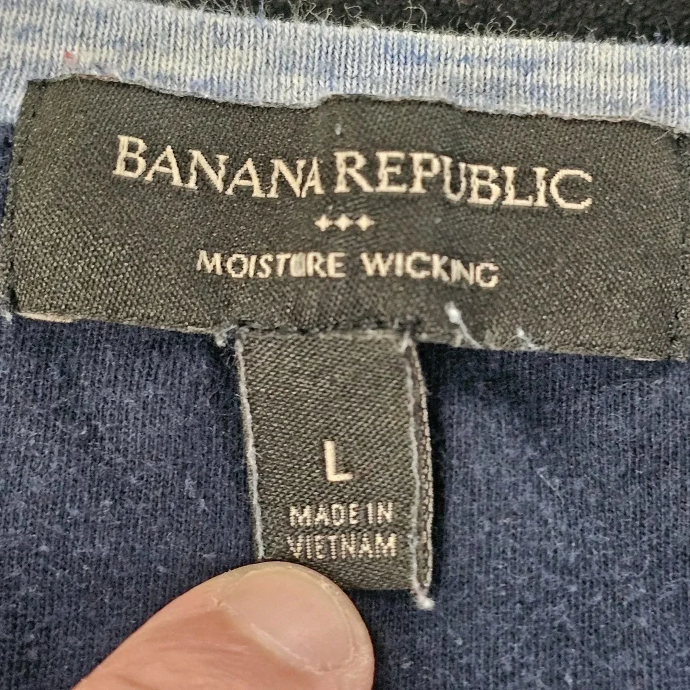 Banana Republic Blue Heathered Short Sleeve Cotton Blend T-Shirt Men's L